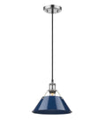 Orwell Pendant Light In Pewter With Navy Shade, Industrial Style Ceiling Fixture For Kitchen Island And Dining Area, Vintage Modern Pendant Lighting, Durable Steel Construction