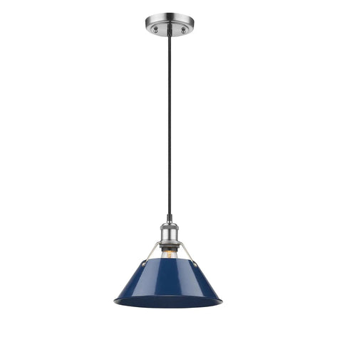 Orwell Pendant Light In Pewter With Navy Shade, Industrial Style Ceiling Fixture For Kitchen Island And Dining Area, Vintage Modern Pendant Lighting, Durable Steel Construction