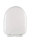 Smooth Closing Oval Toilet Seat With Silent Slow Close Hinges And Snap Quick Release in bright white, front view, Duroplast material.