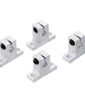 Four Pack Aluminum Linear Rail Shaft Supports For 8mm Diameter Shafts, displayed in a group, rust-resistant SK8 compatible