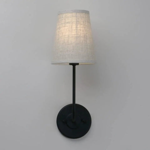 Rustic Vintage Wall Sconce with Flared Funnel Linen Shade Matte Black for Bedrooms and Living Room Cozy Vibe E26 Compatible