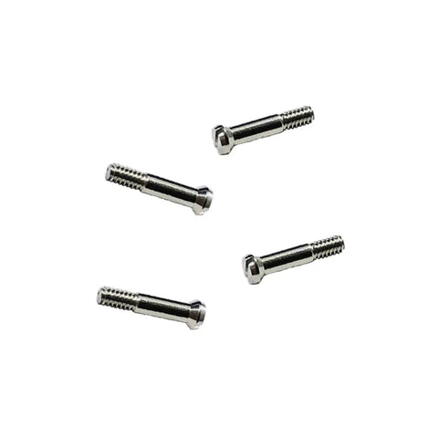 Set of 4 silver top notch replacement temple screws for Wayfarer RB2140 sunglasses with twisted wire construction.