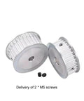 Premium HTD 5M Timing Pulley Featuring Crisp 32 Tooth Design Solid Alloy Construction And Locking Keyway Setup with 2 M5 screws.