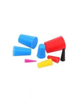 Top Tier Silicone Rubber Tapered Plugs Set With 200 Pieces In 8 Different Sizes Perfect For Powder Coating And High Temp Jobs That Hold Up Bad Without Cracking Or Warping During Tough Use Times. assorted silicone tapered plugs in blue, red, yellow, and black