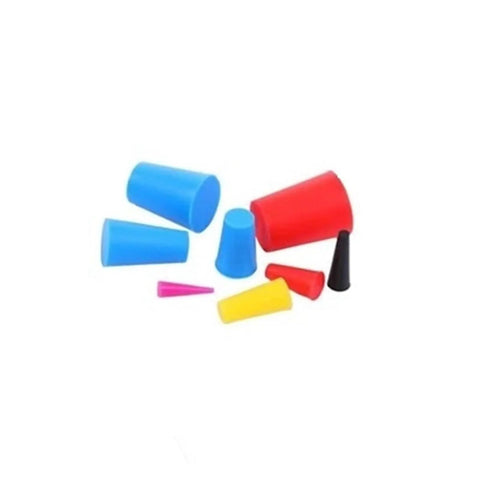 Top Tier Silicone Rubber Tapered Plugs Set With 200 Pieces In 8 Different Sizes Perfect For Powder Coating And High Temp Jobs That Hold Up Bad Without Cracking Or Warping During Tough Use Times. assorted silicone tapered plugs in blue, red, yellow, and black
