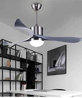 Modern Scandinavian Ceiling Fan With Bright Led Lights And Remote Dimming Switch Delivering Legit Smooth Airflow For Bedroom Kitchen Or Office viewed from below, featuring sleek design and light fixture.