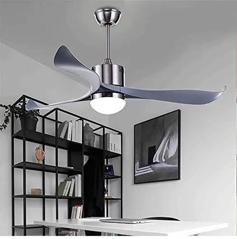 Modern Scandinavian Ceiling Fan With Bright Led Lights And Remote Dimming Switch Delivering Legit Smooth Airflow For Bedroom Kitchen Or Office, sleek design in grey color.
