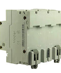 Side view of Heavy Duty 100 Amp DIN Rail Circuit Breaker, 480V AC / 60V DC, 3 Pole, Trip Curve C, UL 1077, screw clamp wiring