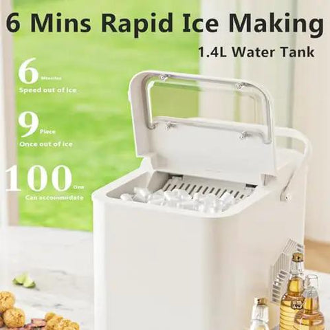 Top Tier Countertop Ice Maker, Self Cleaning Bullet Ice Machine Producing 12 Kg Daily, Hella Fast Freezing, Includes Scoop And Basket, Total Game Changer For Home Bars And Gatherings with 6 mins ice making feature.