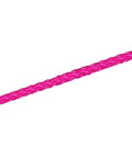 Close-up of pink 1000 foot braided mason line replacement roll six pack nylon 18 with 165 lb strength for masonry construction and landscaping.