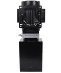 Heavy Duty Single Acting Hydraulic Power Unit With Steel Tank, black color, front view, compact design for reliable performance.