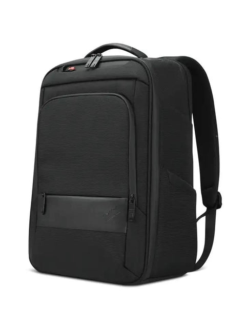Premium 16 Inch Laptop Backpack for Your Work Rig Featuring Pro Organizers and Quick Retrieval Pockets with Versatile Shoulder Strap, black fabric side view.