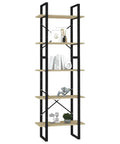 Five Shelf Bookcase In Sonoma Oak With Sturdy Metal Frame, Engineered Wood Library Shelf Unit For Books And Decor, 68.9 Inch Tall