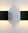 Rechargeable Wireless LED Wall Lamp With Touch Switch Two Pack Black 6000K Sconce Lights illuminated on wall