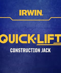 Front view of IRWIN Quick-Lift Construction Jack packaging on blue background with IRWIN logo.