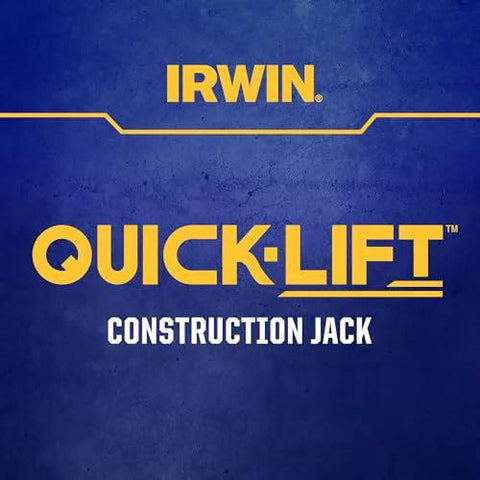 Front view of IRWIN Quick-Lift Construction Jack packaging on blue background with IRWIN logo.