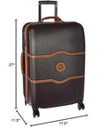Front view of Delsey Paris Chatelet Hard+ luggage, 24in chocolate brown hardside with spinner wheels.
