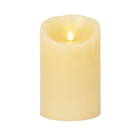 Flameless LED Ivory Pillar Candle With Real Wax Look, Battery Powered, Realistic Moving Flame, 3 by 4.5 Inches, Pack of 1