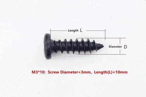 Heavy Duty M3/3mm Pan Head Self Tapping Screws Assortment Kit 500 Pack Zinc Plated Carbon Steel Drill Fasteners close-up of 10mm screw