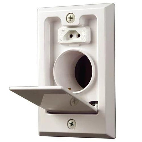 NuTone CI358 central vacuum direct-connect electrified inlet, white, front view