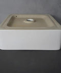USZWBY Vessel Sinks Bathroom Vessel Sink Modern Simple Home Art Counter Basin Square Ceramic Balcony Wash Bathroom Bowl Sink side view.