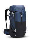 Blue and black 50L Weatherproof Outdoor Backpack For Hiking Camping And Trekking With Ergonomic Straps Rugged Mountaineering Rucksack.