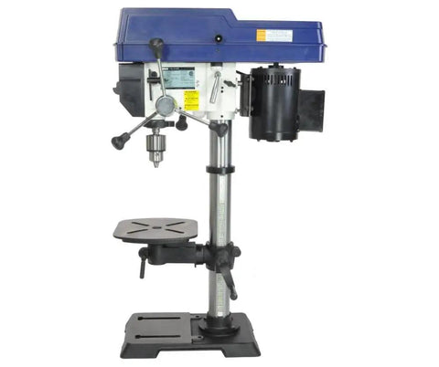 Straight Up Workhorse 12 Inch Variable Speed Benchtop Drill Press With 3 4 Horsepower Motor side view showing chuck and motor