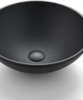 Star Phoenix Round Tempered Deco Glass Vessel Sink In Black Matte Finish For Above Countertop Vanity With Pop Up Drain