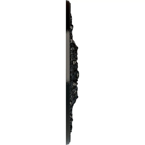 Side view of Ashley Ceiling Medallion Hand Painted Black Pearl 24 Inch Outside Diameter 4 Inch Inner Hole Two And One Eighth Inch Projection