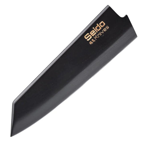 Kiritsuke Knife Cover With Walnut Magnetic Sheath For 10 Inch Blades showcasing side view, durable black sheath design