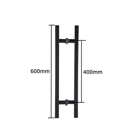Side view of Black Painted Stainless Steel Square Tube Door Handle Push Pull For Glass Wood And Metal Doors Heavy Duty Office Hardware Modern Sleek Design Fits 8 Size Options 1200x800mm
