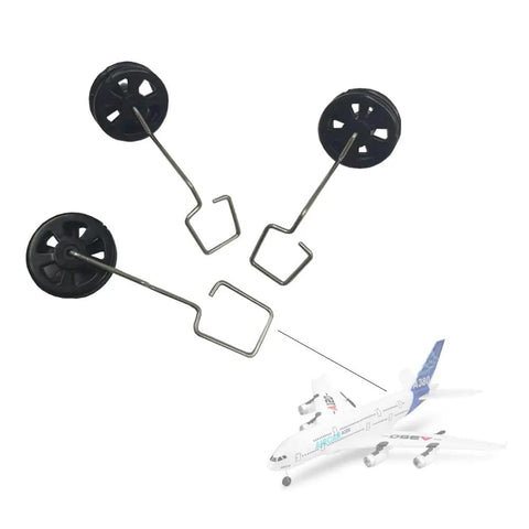 RC Plane Landing Gear Set 3 Pieces For A380 Model Aircraft Front And Rear Gear Replacement Part Black Compatible With A120 Aircar