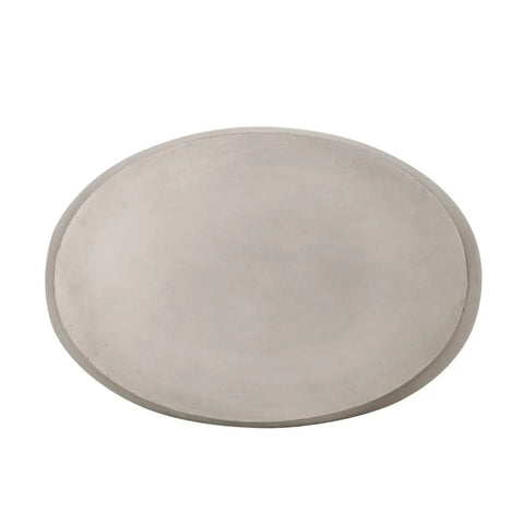 Lightweight Concrete Outdoor Side Table With Smooth Oval Design Modern Patio Accent In Light Gray top view
