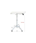 Rock Solid Rolling Laptop Cart With Height Adjustable Standing Desk and Smooth Glide Wheels, dimensions 79-116cm, white timber top.