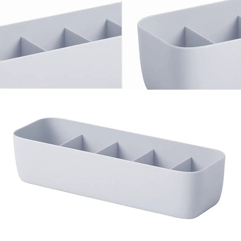 Stackable Plastic Underwear Storage Containers With Divided Compartments To Straighten Up Your Wardrobe Kick Clutter To The Curb Keeping Socks Bras Neck Ties Squeaky Fresh, grey organizer with compartments.