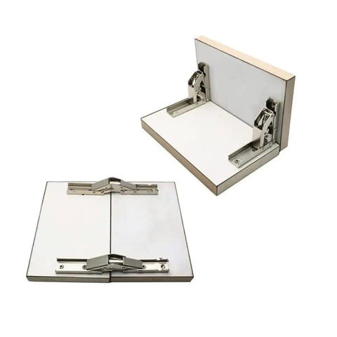 90 Degree Folding Door And Shelf Hinge With Hidden Bracket For Tables And Cabinets, Rust Resistant Steel, top view