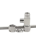 Front view: 5x 304 stainless capillary tubes with 1/4 in OD, 300 mm length, 1 mm wall and fittings