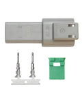 DT Deutsch Receptacle Repair Kit For 14-18 AWG Wire, 2-Position Connector showing components in durable black housing