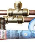 Premium 10 Panel Solar Water Heater Kit With Double Row Hybrid Build For Your Existing Electric Or Gas Tank includes copper piping, fittings, and sealant.
