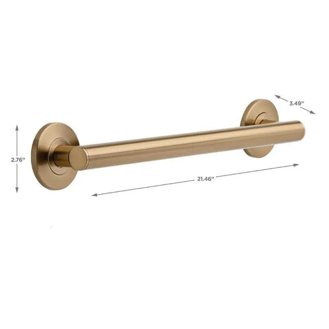 18 Inch Shower Grab Bar For Seniors Wall Mounted Heavy Duty Safety Handle ADA Compliant Champagne Bronze Finish 450 Lb Capacity Bathroom Support Rail For Shower And Tub Durable Zinc Posts And Stainless Steel Bar.