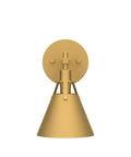 Antique Gold Wall Sconce Lighting Fixture With Modern Vintage Vibe, 1 Light Brass Finish Wall Mounted Lamp, frontal view