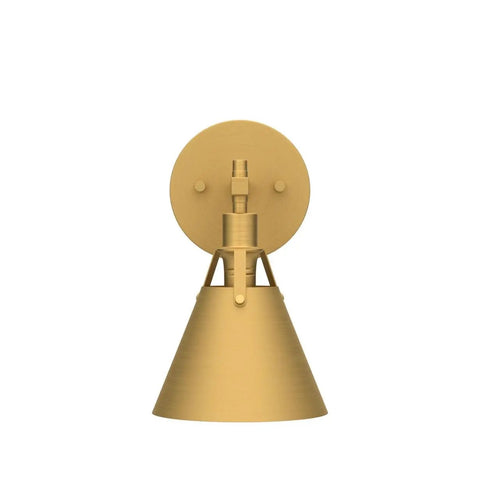 Antique Gold Wall Sconce Lighting Fixture With Modern Vintage Vibe, 1 Light Brass Finish Wall Mounted Lamp, frontal view