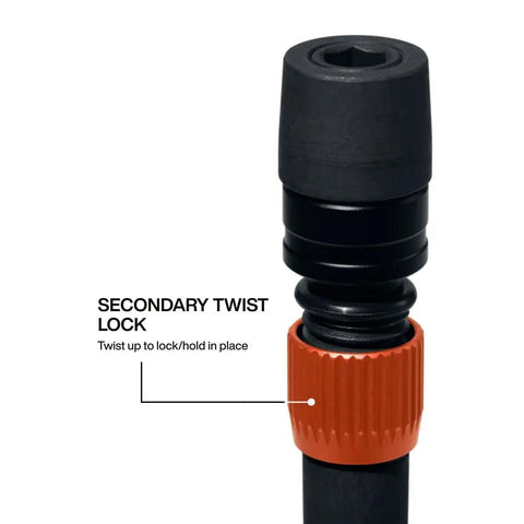 Close-up of secondary twist lock on Dual Lock 6 Inch Impact Bit Extension with Quick Release and Twist Lock, 1/4 Inch Hex Shank.