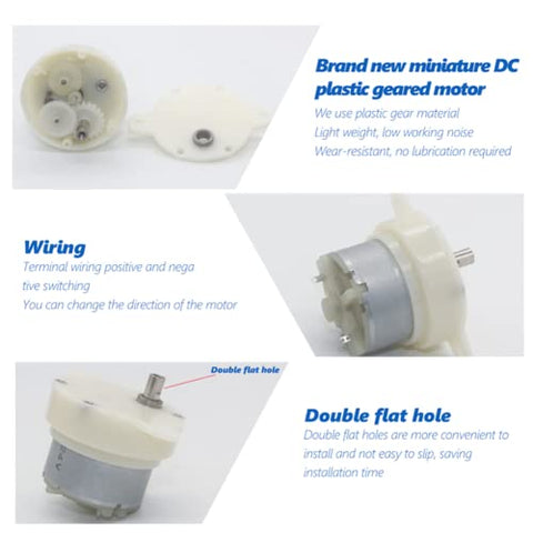 12V DC Motor With Slow Speed Gear Reduction And 3 RPM Output 4mm Shaft Diameter Micro Motor with plastic gearing and compact design