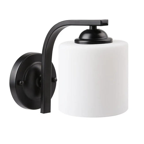 Dope Matte Black Wall Sconce With Milky White Glass Shade Modern 1 Light Vanity Bath Fixture For Bedroom Hallway Kitchen Porch