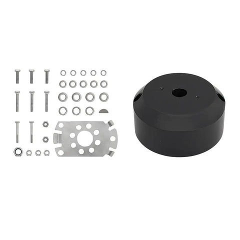 Rock Solid 3/4 Inch Tapered Shaft Steering System Kit components with 90 Degree Bezel Kit and hardware for boats.