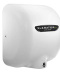High Speed No Heat Touchless Hand Dryer With Adjustable Speed And Sound, surface mounted, white, side view.