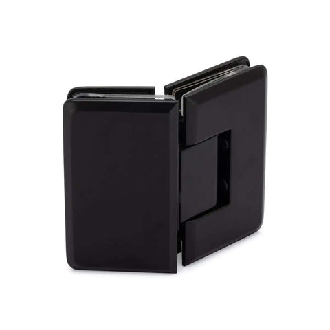 Oceana Heavy Duty 135 Degree Glass To Glass Hinge For Three Eighths To One Half Inch Glass Doors Up To Thirty Six Inches Wide And One Hundred Fifty Pounds Matte Black Finish