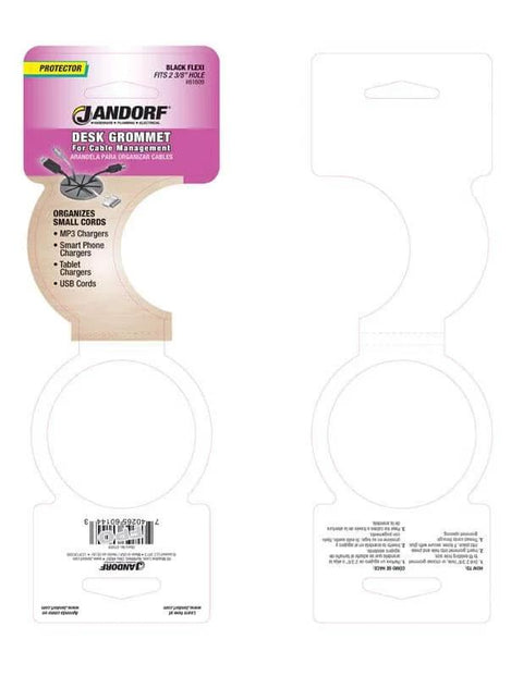 Desk Grommet For Cable Management Black Two And Three Eighths Inch Opening Plastic Pass Through in retail packaging
