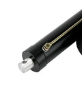 Heavy Duty 25000N Linear Actuator Built Like A Rock Solid Workhorse Featuring Hella Tough IPX6 Waterproof Shields Plus 48V Power for close-up view of black actuator end.